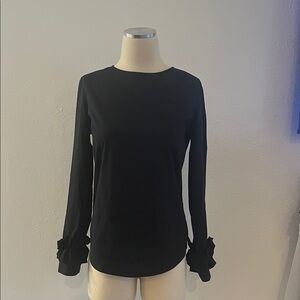Michael Kors Black Long Sleeve Top with Ruffle Cuffs